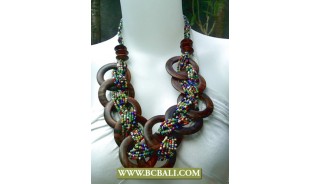 Mix Colors Beads Necklaces with Woods